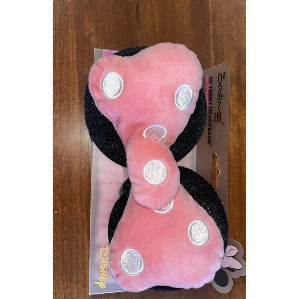 NEW Disney Creme 3D Minnie Mouse Headband Teddy Spa Pink LIMITED EDITION